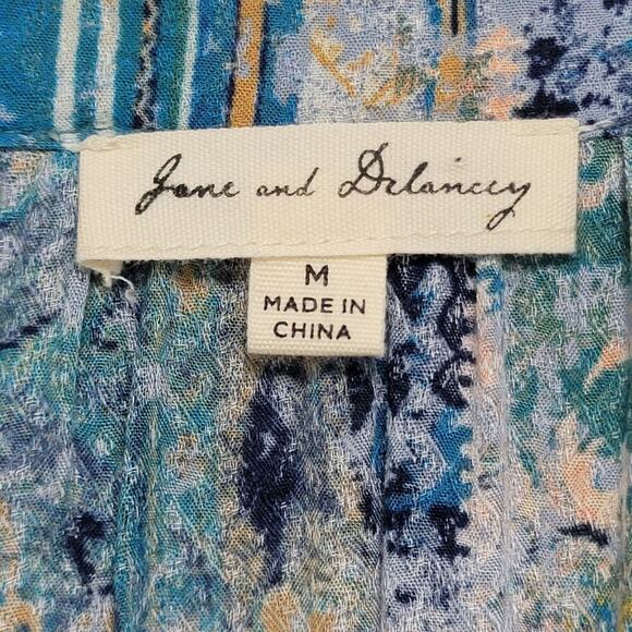 Jane and Delancy Boho Blouse Half Button Medium 509 - Picture 3 of 12